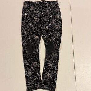 Disney Black Leggings with Silver Spiderweb Print